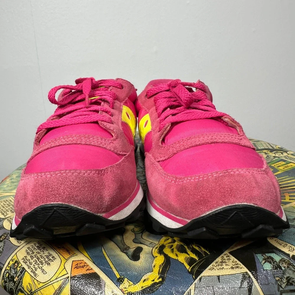 Saucony Jazz Low Pro Womens 7 Pink Neon Yellow Retro Sneakers